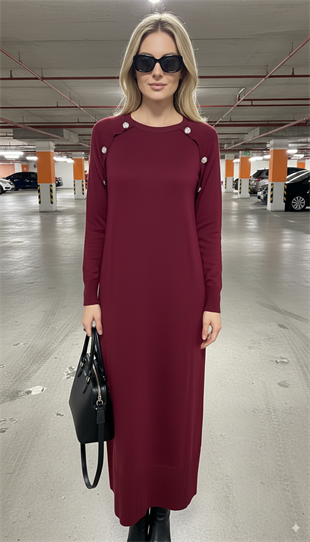 MOODBASİC DÜME DETAYLI SOĞUK MERSERİZE TRİKO ELBİSE