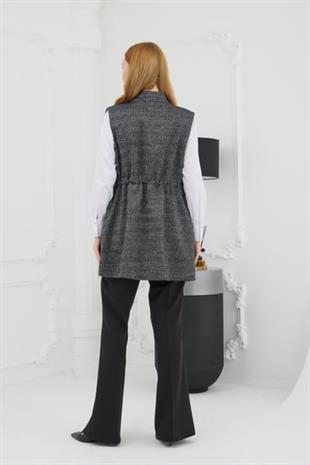 MOODBASIC GÜMÜŞ ŞERİTLİ TRİKO YELEK