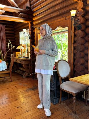 MOODBASIC KAPÜŞONLU SERPME ÜÇLÜ TRİKO TAKIM