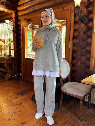 MOODBASIC KAPÜŞONLU SERPME ÜÇLÜ TRİKO TAKIM