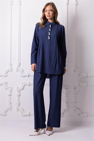 Moodbasic NERVÜRLÜ SEDEF DÜĞMELİ TAKIM