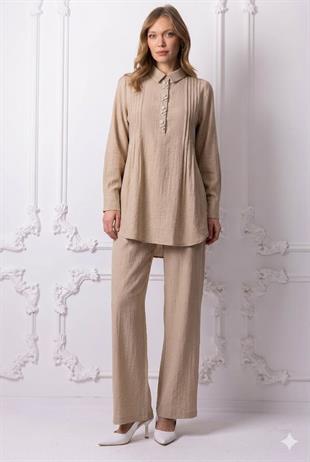 Moodbasic NERVÜRLÜ SEDEF DÜĞMELİ TAKIM