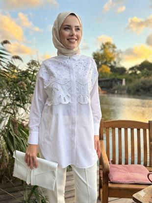 MOODBASİC Premium By Moodbasic BRODE NAKIŞLI GÖMLEK