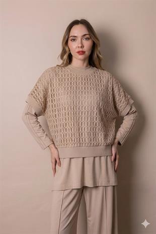 Moodbasic Premium By Moodbasic FİLE BLUZLU PAMUKLU ÜÇLÜ TAKIM