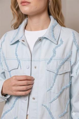 MOODBASİC PREMIUM KRİSTAL BONCUK İŞLEMELİ PAMUK CEKET