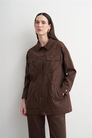 MOODBASİC PREMIUM KRİSTAL BONCUK İŞLEMELİ PAMUK CEKET