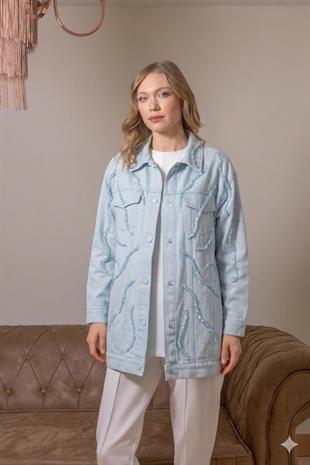 MOODBASİC PREMIUM KRİSTAL BONCUK İŞLEMELİ PAMUK CEKET