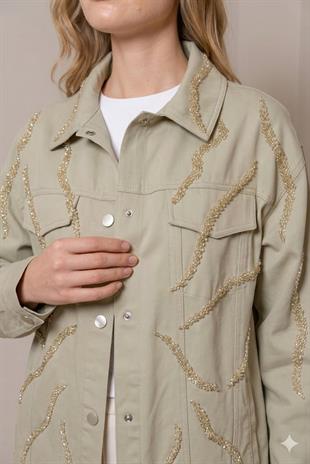 MOODBASİC PREMIUM KRİSTAL BONCUK İŞLEMELİ PAMUK CEKET