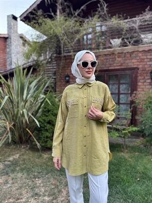 MOODBASIC PREMIUM SERPME METAL AKSESUARLI TAŞLI GÖMLEK