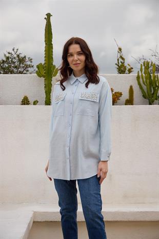 MOODBASIC PREMIUM SERPME METAL AKSESUARLI TAŞLI GÖMLEK