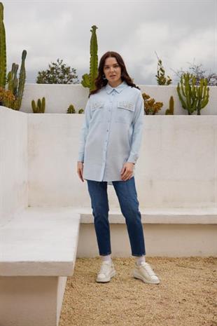 MOODBASIC PREMIUM SERPME METAL AKSESUARLI TAŞLI GÖMLEK