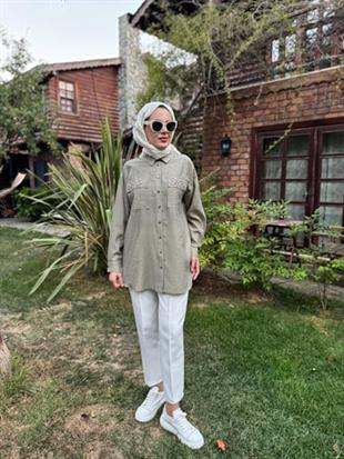 MOODBASIC PREMIUM SERPME METAL AKSESUARLI TAŞLI GÖMLEK