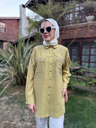 MOODBASIC PREMIUM SERPME METAL AKSESUARLI TAŞLI GÖMLEK