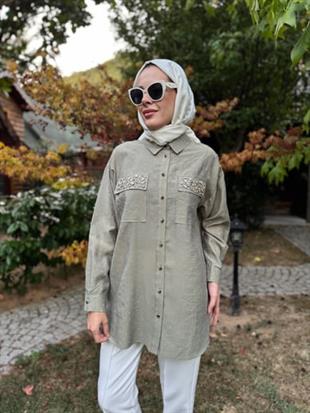 MOODBASIC PREMIUM SERPME METAL AKSESUARLI TAŞLI GÖMLEK