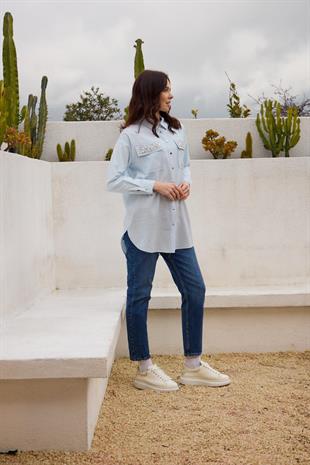 MOODBASIC PREMIUM SERPME METAL AKSESUARLI TAŞLI GÖMLEK