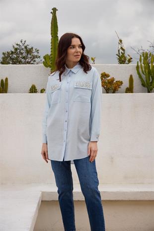 MOODBASIC PREMIUM SERPME METAL AKSESUARLI TAŞLI GÖMLEK