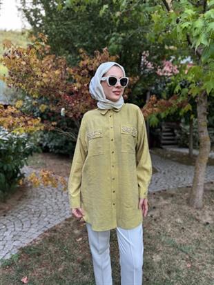 MOODBASIC PREMIUM SERPME METAL AKSESUARLI TAŞLI GÖMLEK