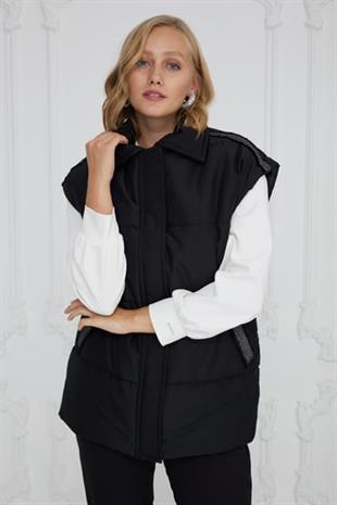 MOODBASIC ŞERİT AKSESUARLI KAPİTONE YELEK