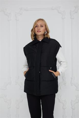 MOODBASIC ŞERİT AKSESUARLI KAPİTONE YELEK