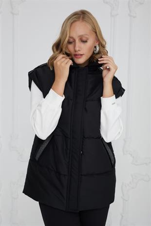 MOODBASIC ŞERİT AKSESUARLI KAPİTONE YELEK