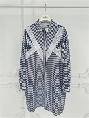 MOODBASIC ŞERİT BRODELİ ÇİZGİLİ GÖMLEK