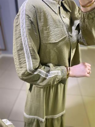 MOODBASİC ŞERİT DETAYLI KETEN TAKIM