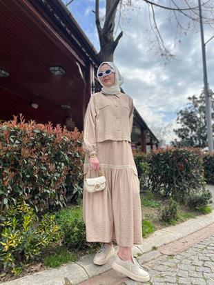 MOODBASİC ŞERİT DETAYLI KETEN TAKIM