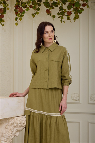 MOODBASİC ŞERİT DETAYLI KETEN TAKIM