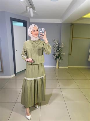 MOODBASİC ŞERİT DETAYLI KETEN TAKIM