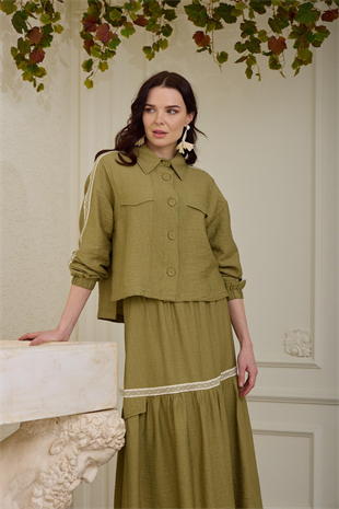 MOODBASİC ŞERİT DETAYLI KETEN TAKIM