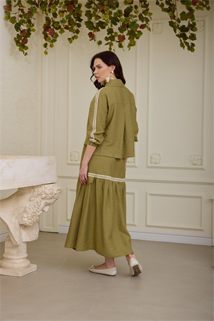 MOODBASİC ŞERİT DETAYLI KETEN TAKIM