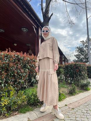 MOODBASİC ŞERİT DETAYLI KETEN TAKIM