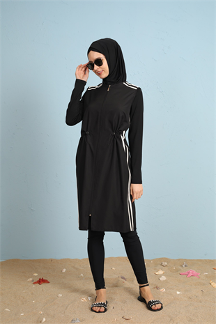 MOODBASİC SİYAH BEYAZ ÇİZGİLİ MAYO