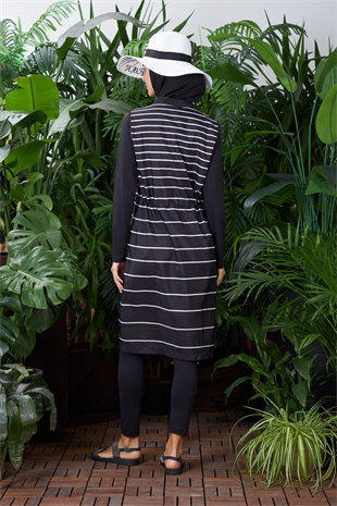 MOODBASİC SİYAH BEYAZ ÇİZGİLİ MAYO