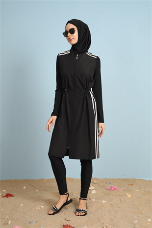 MOODBASİC SİYAH BEYAZ ÇİZGİLİ MAYO