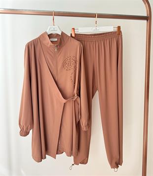 MOODBASİC SWİMWEAR ANVELOP DETAYLI TAŞLI TESETTÜR MAYO