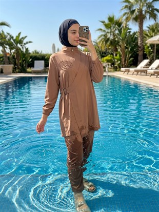 MOODBASİC SWİMWEAR ANVELOP DETAYLI TAŞLI TESETTÜR MAYO