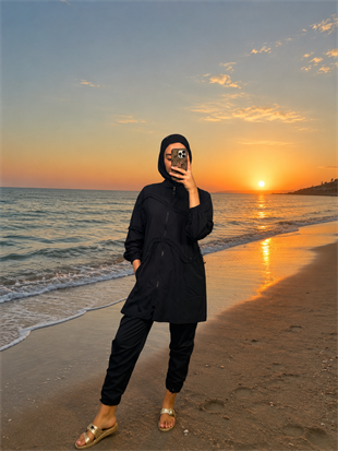 MOODBASİC SWİMWEAR FIRFIR ŞERİTLİ TESETTÜR MAYO