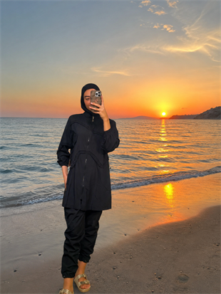 MOODBASİC SWİMWEAR FIRFIR ŞERİTLİ TESETTÜR MAYO