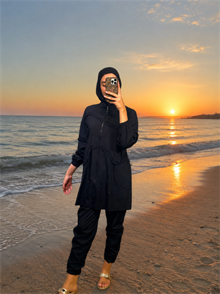 MOODBASİC SWİMWEAR FIRFIR ŞERİTLİ TESETTÜR MAYO