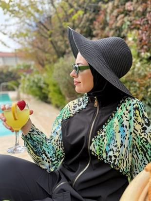 MOODBASİC SWİMWEAR LEOPAR İŞLEMELİ TESETTÜR MAYO