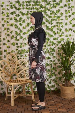 MOODBASİC SWİMWEAR ŞİFONLU FERMUARLI TESETTÜR MAYO