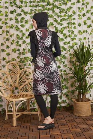 MOODBASİC SWİMWEAR ŞİFONLU FERMUARLI TESETTÜR MAYO