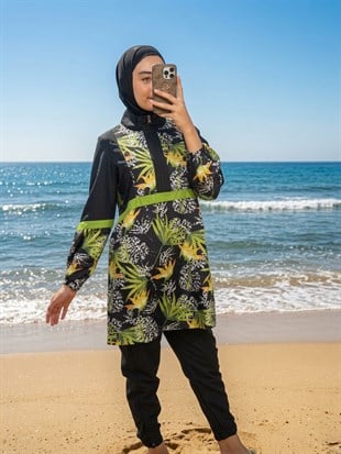 MOODBASİC SWİMWEAR YAPRAK DESENLİ TESETTÜR MAYO