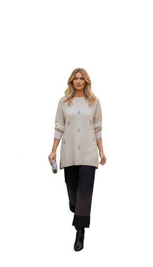 MOODBASIC TAŞ İŞLEMELİ TRİKO TUNİK