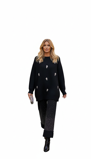 MOODBASIC TAŞ İŞLEMELİ TRİKO TUNİK