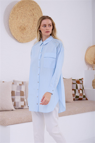 MOODBASIC TAŞLI DANTELLİ GÖMLEK