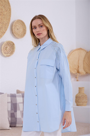 MOODBASIC TAŞLI DANTELLİ GÖMLEK