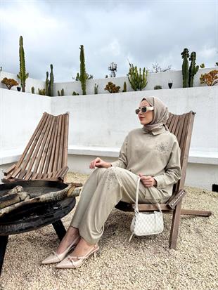 MOODBASİC TAŞLI FERMUARLI KETEN TAKIM