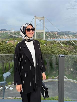 MOODBASİC TAŞLI PÜSKÜLLÜ CUPRA KETEN CEKET